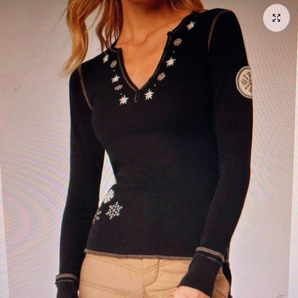 Alp N Rock Black Embroidered Long Sleeve Tee with Silver Accents